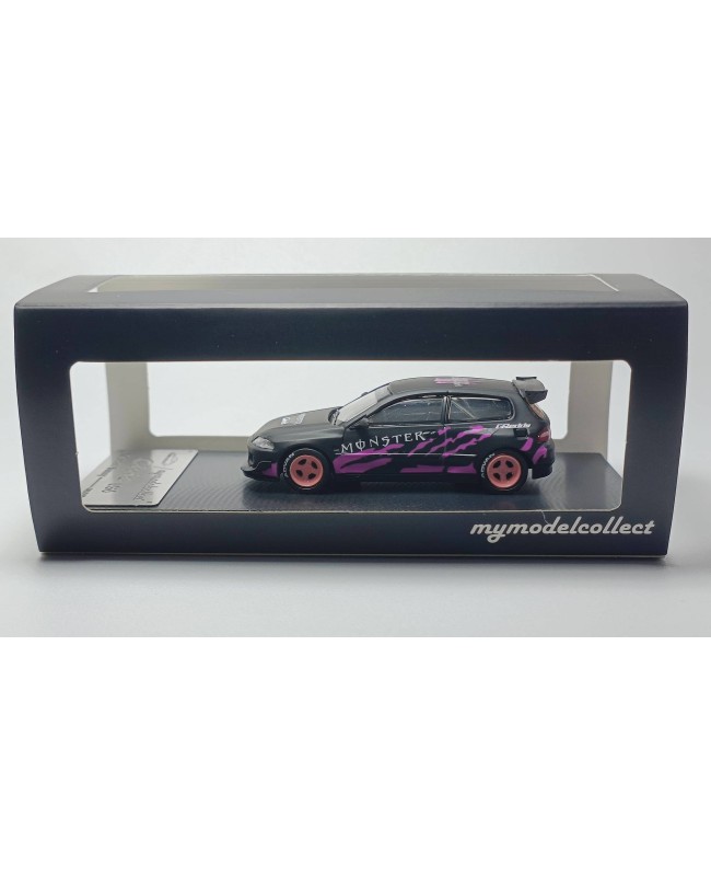 (預訂 Pre-order) MC 1/64 Honda Civic EG6 (Diecast car model) Matte Black Pink  Monster livery