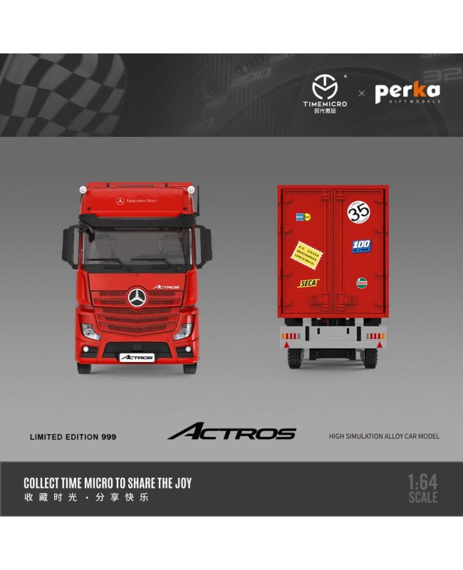 (預訂 Pre-order) TimeMicro & Perka 1/64 Mercedes-Benz Actros container truck (Diecast car model) 限量999台 Red pig livery#35 TM646704
