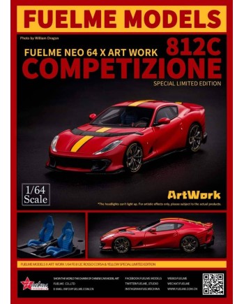 (預訂 Pre-order) Fuelme 1:64 812 Competizione V12 (Resin car model) Red with Yellow Strips紅色黃間 限量299台