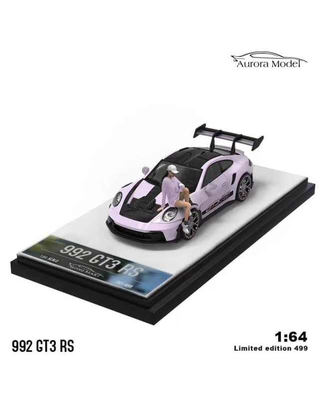 (預訂 Pre-order) AM Aurora 1/64 Porsche 992 GT3 RS (Diecast car model) Berry pink 人偶版 (限量499台)