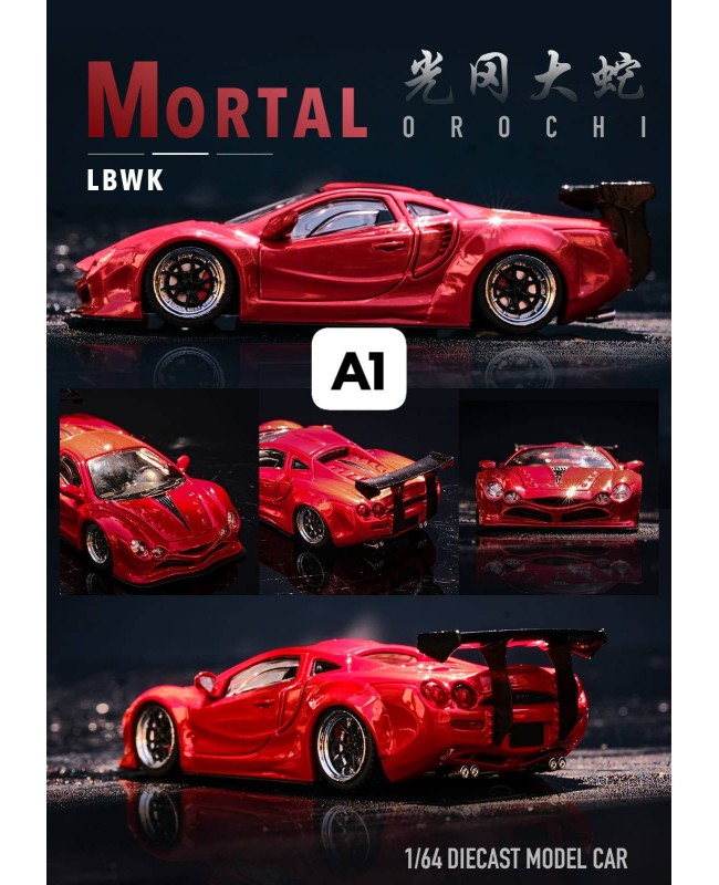 (預訂 Pre-order) Mortal 1/64 LBWK wide-body modified Orochi supercar (Diecast car model) Red
