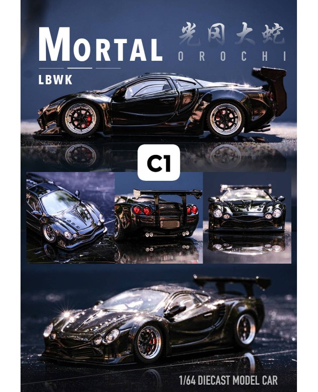 (預訂 Pre-order) Mortal 1/64 LBWK wide-body modified Orochi supercar (Diecast car model) Black
