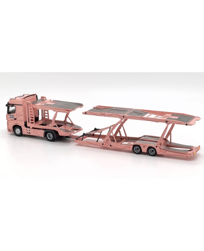(預訂 Pre-order) Unique Model 1/64 Benz Actros Double deck trailer (Diecast car model) 限量999台 Pink Pig