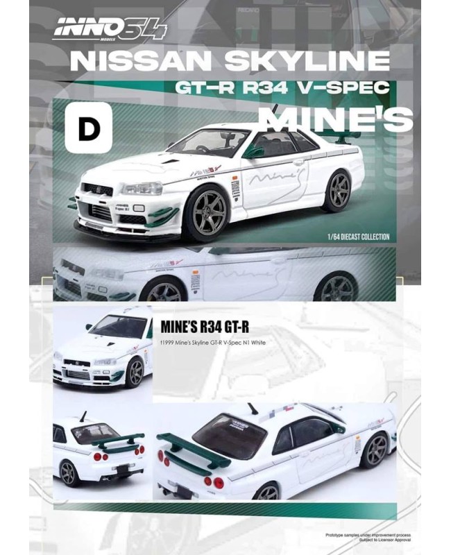 (預訂 Pre-order) Inno64 IN64-R34VS-MINES: NISSAN SKYLINE GT-R (R34) V-SPEC Tuned by 