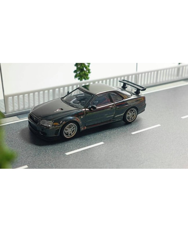(預訂 Pre-order) MC 1/64 SKYLINE R34 V-SPEC Chrome Gunmetal Gray (Diecast car model)
