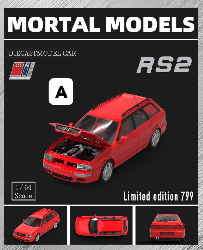 (預訂 Pre-order) Mortal 1/64 Audi RS2 Avant (Diecast car model) 限量799台 Red