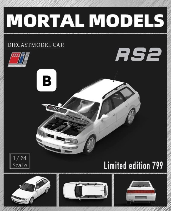 (預訂 Pre-order) Mortal 1/64 Audi RS2 Avant (Diecast car model) 限量799台 White