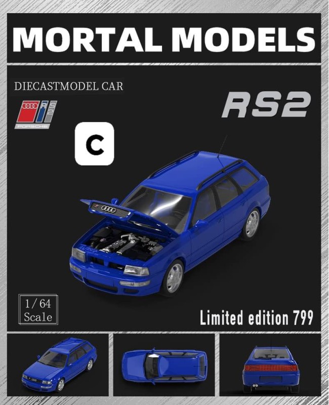 (預訂 Pre-order) Mortal 1/64 Audi RS2 Avant (Diecast car model) 限量799台 Blue