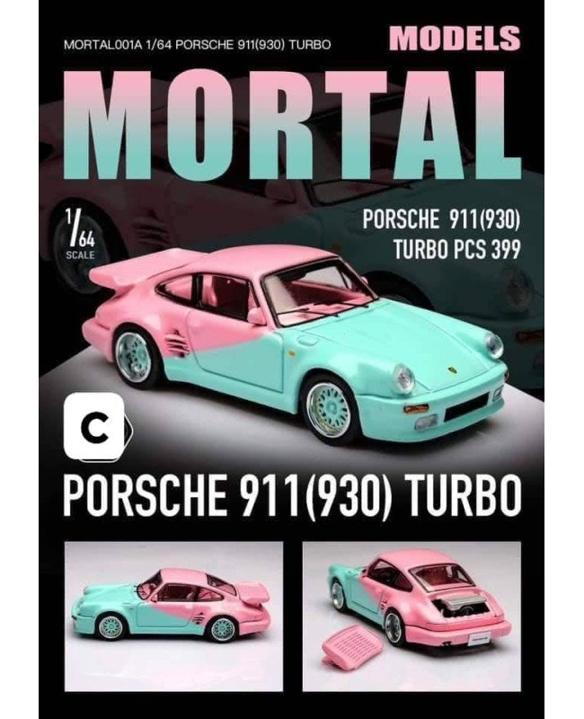 (預訂 Pre-order) Mortal 1/64 Porsche 930 Black bird (Diecast car model) 限量399台 粉綠雙拼