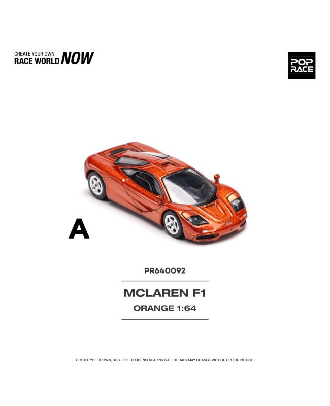 (預訂 Pre-order) POPRACE 1/64 PR640092 McLAREN F1 ORANGE (Diecast car model)