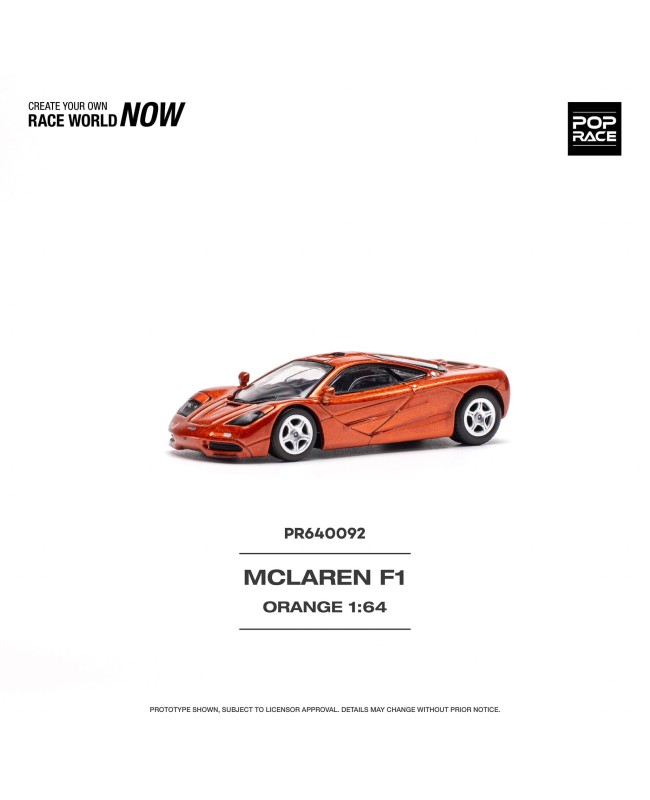 (預訂 Pre-order) POPRACE 1/64 PR640092 McLAREN F1 ORANGE (Diecast car model)