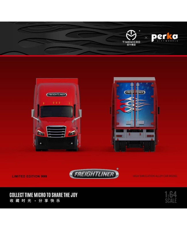 (預訂 Pre-order) TimeMicro & Perka 1/64 Freightliner container truck (Diecast car model) 限量999台 Flame livery TM800102