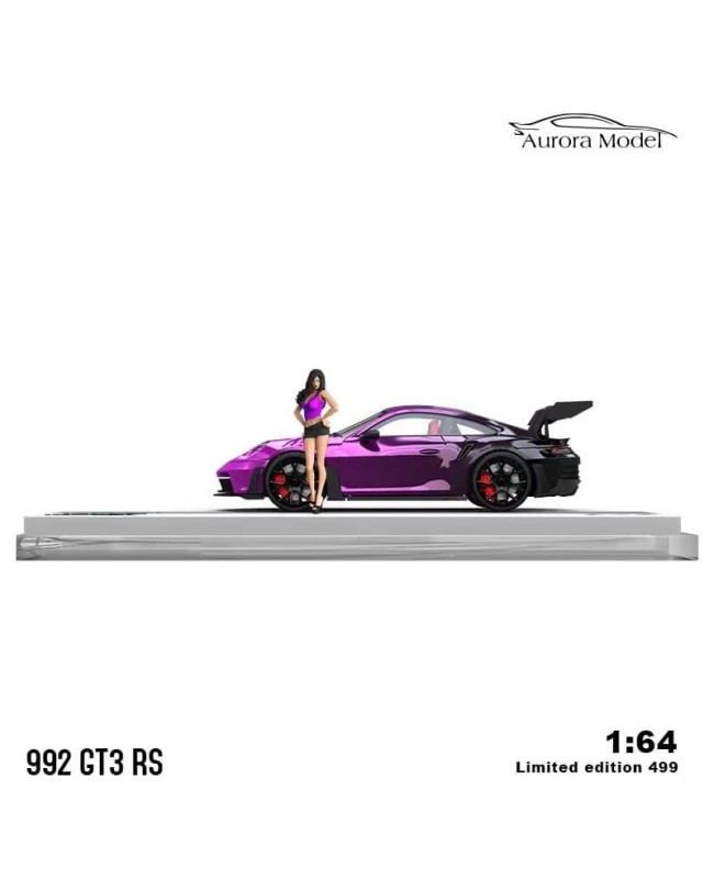 (預訂 Pre-order) AM Aurora 1/64 992 GT3 Chrome Purple-black 人偶版 (限量499台) (Diecast car model)