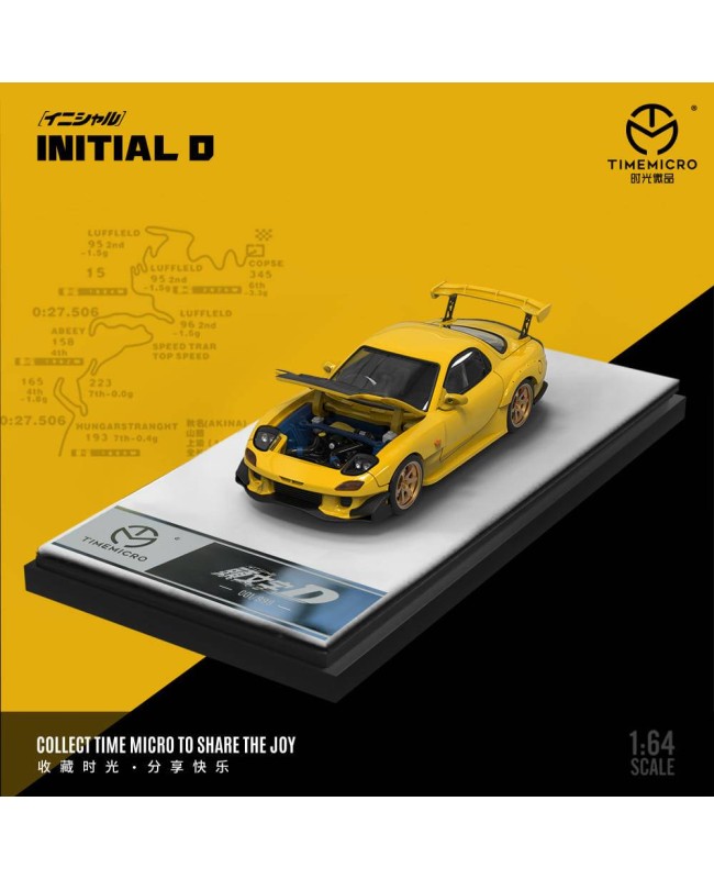 (預訂 Pre-order) TimeMicro1:64 Mazda RX-7 Initial D Open Cover Version (Diecast car model) Yellow carbon 普通版 TM644711 (限量999台)