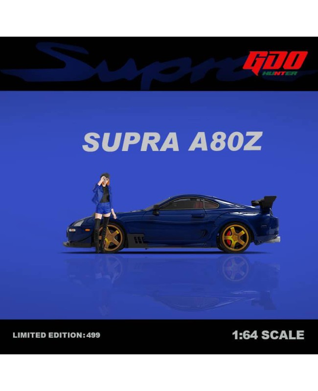 (預訂 Pre-order) GDO x TM 1/64 SUPRA A80Z (Diecast car model) Blue Black cover 人偶版