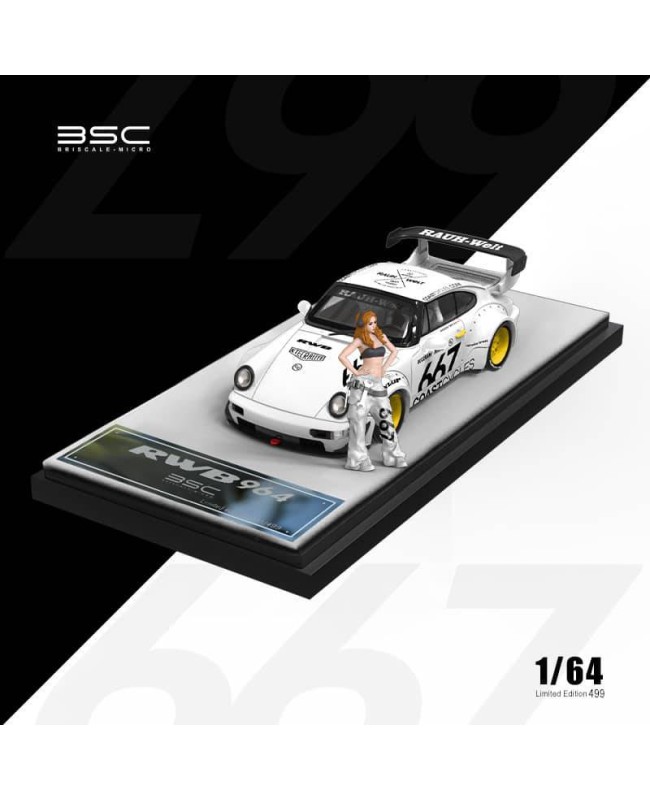 (預訂 Pre-order) BSC 1/64 RWB 964 (Diecast car model) White 人偶版