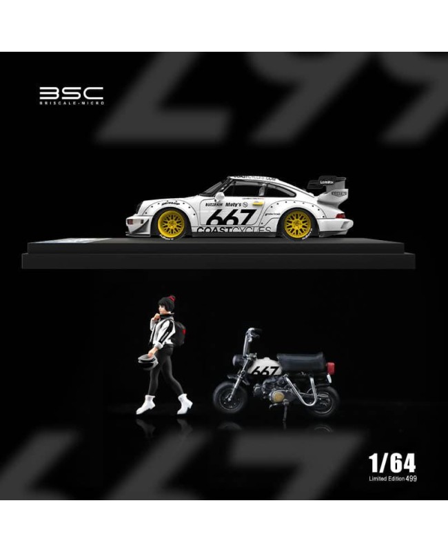 (預訂 Pre-order) BSC 1/64 RWB 964 (Diecast car model) White 人偶版+單車