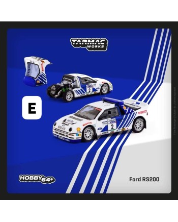 (預訂 Pre-order) Curitiba64/ Tarmac 1/64 T64P-001-86RAC02 - Ford RS200 Lombard RAC Rally 1986 Stig Blomqvist/ Bruno Berglund (Diecast car model)
