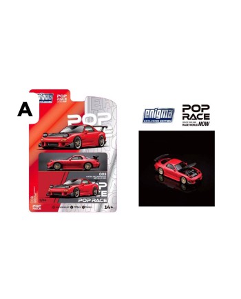 (預訂 Pre-order) POP RACE × ENIGMA 海外聯名限定 - 吊卡版 (Diecast car model) PRE003 MAZDA RX-7 (FD3S) WIDEBODY Metallic Red (金屬紅)