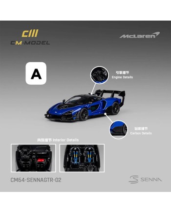 (預訂 Pre-order) CM Model 1/64 CM64-SennaGTR-02 Mclaren  Senna GTR Metallic blue (Diecast car model)