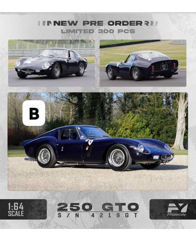 (預訂 Pre-order) Finclassically 1/64 250 GTO (Diecast car model) 限量300台 4219GT Royal Blue