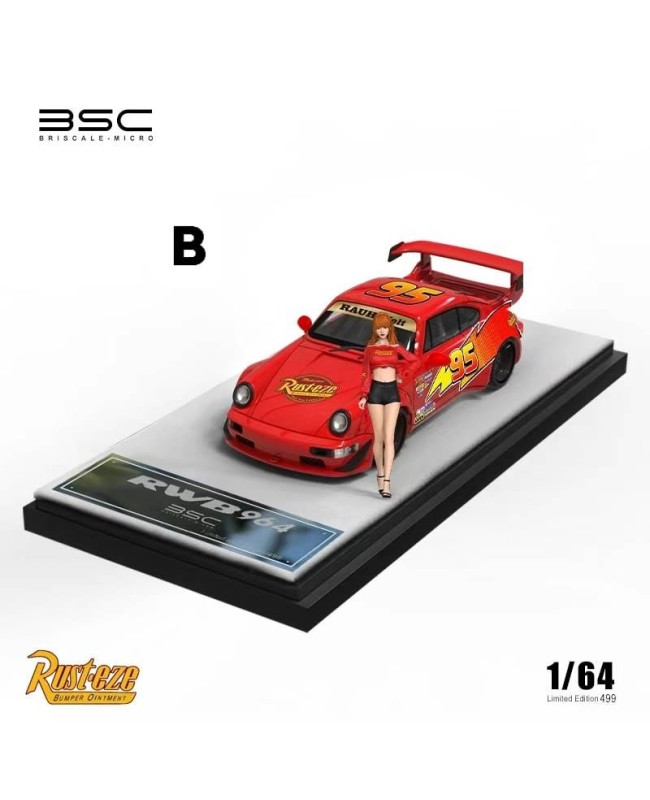 (預訂 Pre-order) BSC 1/64 RWB964 Lightning McQueen 特別版 人偶版 (Diecast car model)