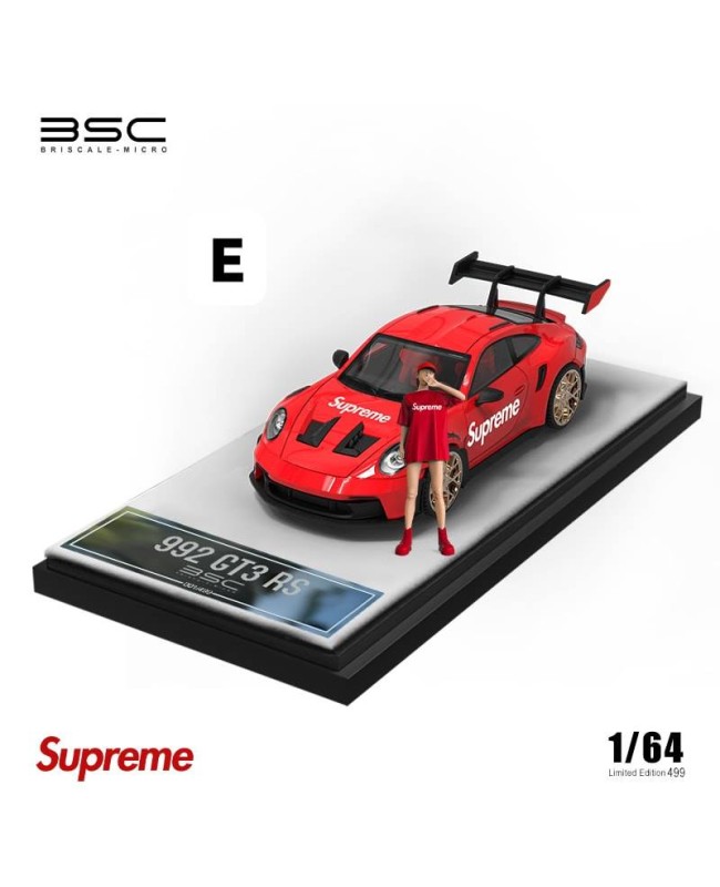 (預訂 Pre-order) BSC 1/64 911 992 GT3 RS  Supreme 人偶版 (Diecast car model)