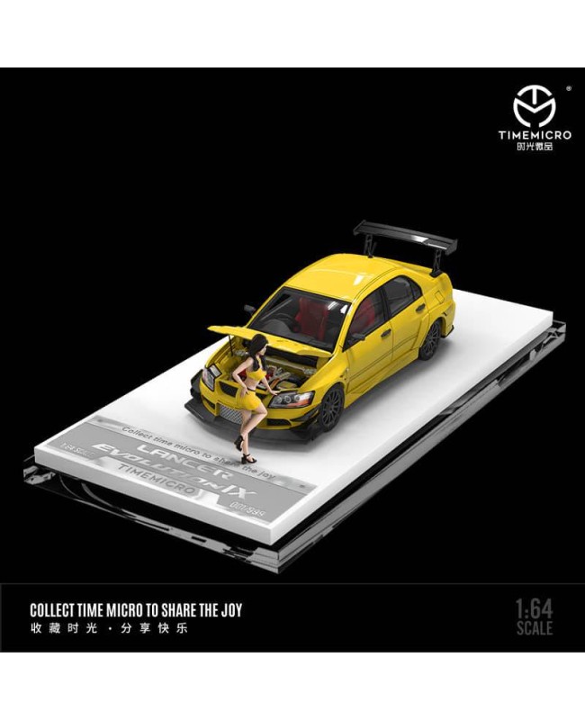 (預訂 Pre-order) TimeMicro 1/64 Mitsubishi EVO IX (Diecast car model) 限量999台 Yellow 人偶版 TM800202-1