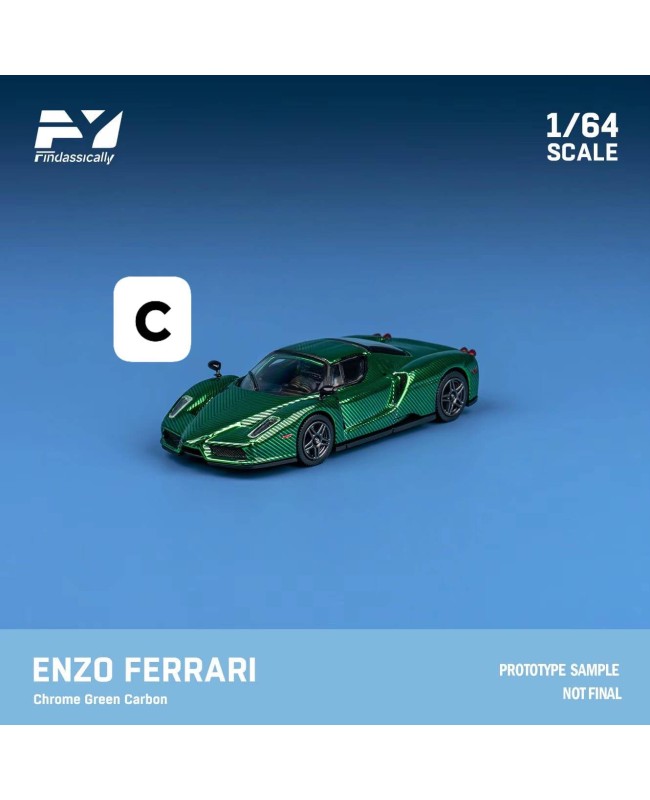 (預訂 Pre-order) Findclassically 1/64 Enzo (Diecast car model) 限量300台 Chrome carbon fiber green