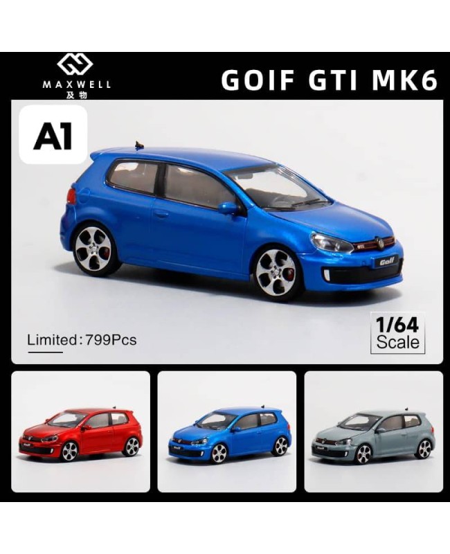(預訂 Pre-order) Maxwell 1/64 GOLF GTI MK6 (Diecast car model) 限量799台 Blue 普通版