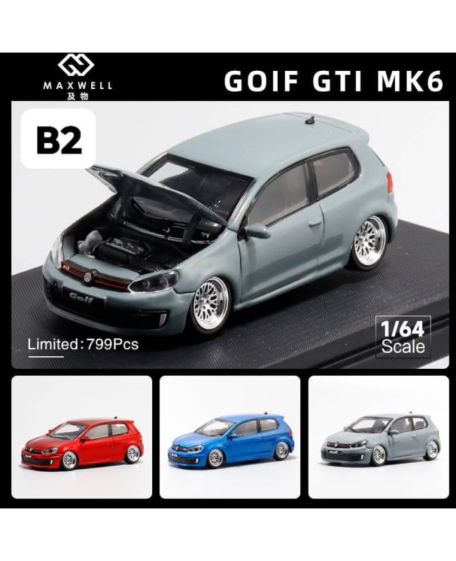 (預訂 Pre-order) Maxwell 1/64 GOLF GTI MK6 (Diecast car model) 限量799台 GREY 低趴版