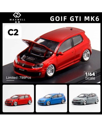 (預訂 Pre-order) Maxwell 1/64 GOLF GTI MK6 (Diecast car model) 限量799台 Metal red 低趴版