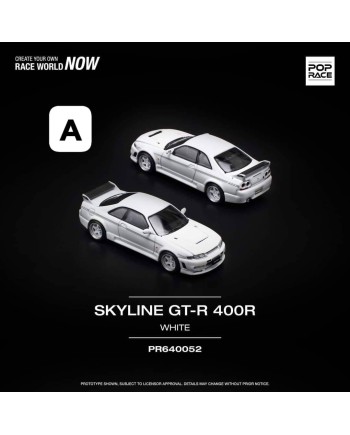 (預訂 Pre-order) POP RACE PR640052  NISSAN GT-R R33 NISMO 400R - WHITE (Diecast car model)