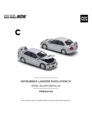 (預訂 Pre-order) POP RACE PR640140  MITSUBISHI LANCER EVOLUTION IV - STEEL SILVER (Diecast car model)