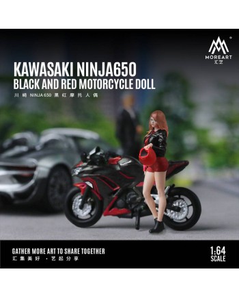 (預訂 Pre-order) MoreArt1:64 KAWASAKI NINJA650 BLACK AND RED MOTORCYCLE DOLL MO222087