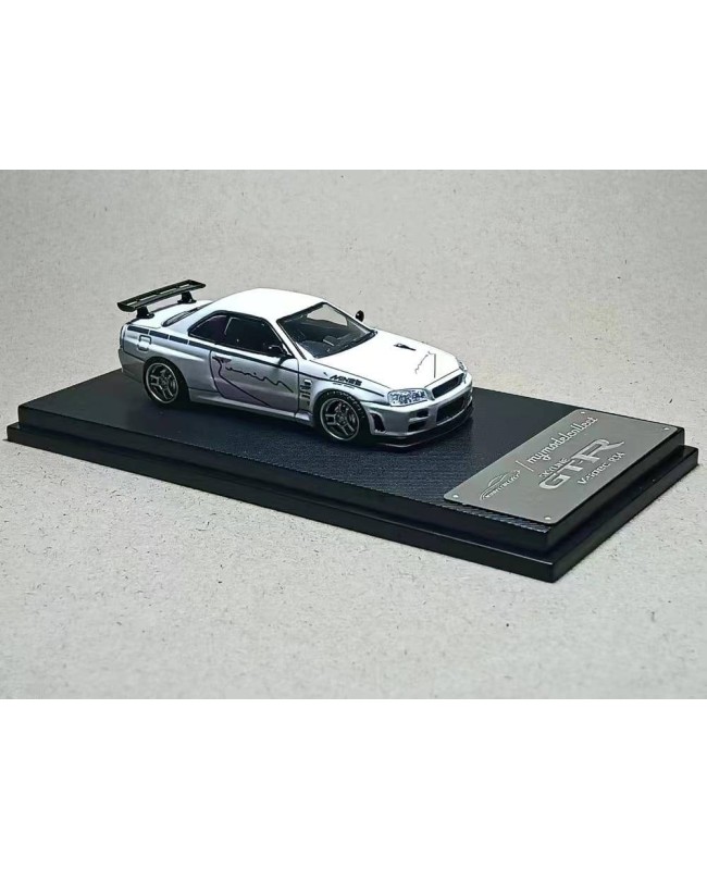 (預訂 Pre-order) MC MC640009G 1/64 SKYLINE R34 V-SPEC 白色 Mines (Diecast car model)