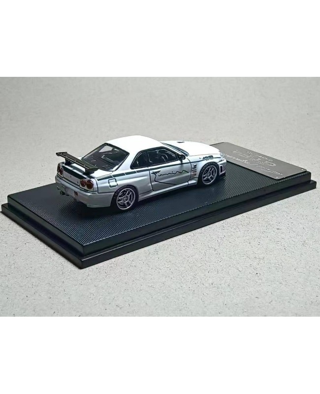 (預訂 Pre-order) MC MC640009G 1/64 SKYLINE R34 V-SPEC 白色 Mines (Diecast car model)