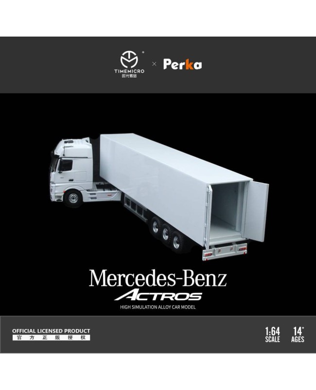 (預訂 Pre-order) TimeMicro & Perka 1/64 Mercedes Actros container truck (Diecast car model) White TM646712