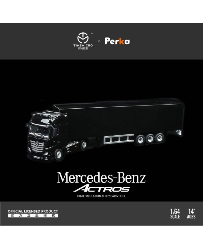 (預訂 Pre-order) TimeMicro & Perka 1/64 Mercedes Actros container truck (Diecast car model) Black TM646713
