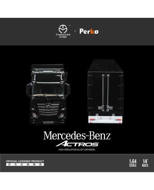 (預訂 Pre-order) TimeMicro & Perka 1/64 Mercedes Actros container truck (Diecast car model) Black TM646713