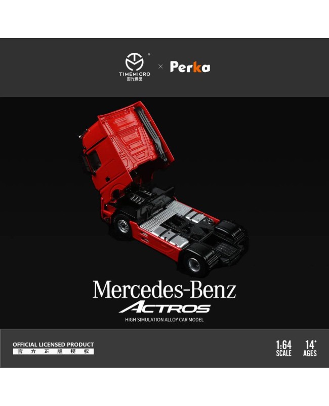 (預訂 Pre-order) TimeMicro & Perka 1/64 Mercedes Actros container truck (Diecast car model) Red TM646714