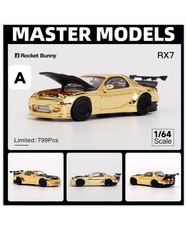 (預訂 Pre-order) Master 1/64 Mazda RX7 Rocket Bunny. (Diecast car model) 限量399台 Chorme gold