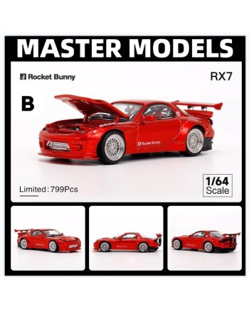 (預訂 Pre-order) Master 1/64 Mazda RX7 Rocket Bunny. (Diecast car model) 限量399台 Transparent Red