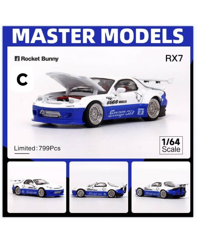 (預訂 Pre-order) Master 1/64 Mazda RX7 Rocket Bunny. (Diecast car model) 限量399台 Blue White