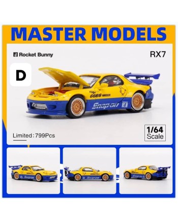 (預訂 Pre-order) Master 1/64 Mazda RX7 Rocket Bunny. (Diecast car model) 限量399台 Blue Yellow