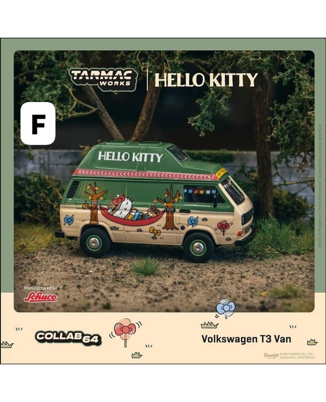 (預訂 Pre-order) Tarmac Works 1/64 T64S-001-HK - Volkswagen T3 Van Hello Kitty Camping (Diecast car model)