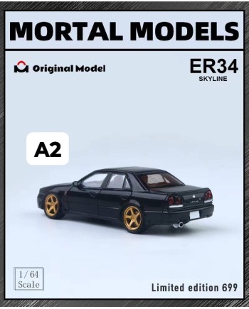 (預訂 Pre-order) Mortal x OM 1/64 (Diecast car model) 限量699台 ER34 Skyline 普通版 BLACK