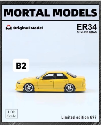 (預訂 Pre-order) Mortal x OM 1/64 (Diecast car model) 限量699台 ER34 uras 包圍版 YELLOW