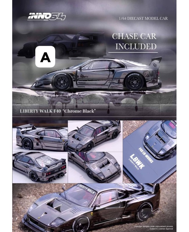 (預訂 Pre-order) Inno64 1/64 IN64-LBWKF40-CHB: LBWK F40 Chrome Black (Chase Car Included) (Diecast car model)