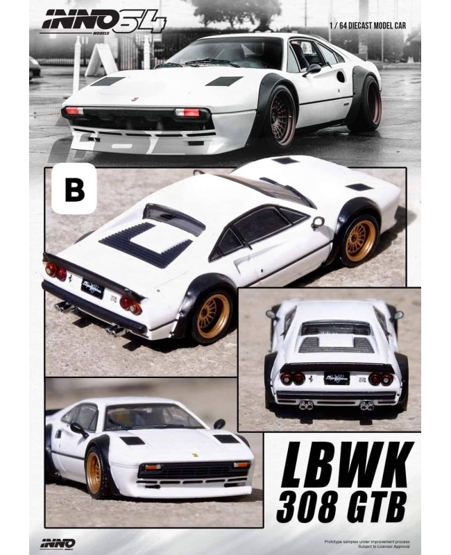 (預訂 Pre-order) Inno64 1/64 IN64-LBWK308-WHI: LBWK 308 GTB White (Diecast car model)